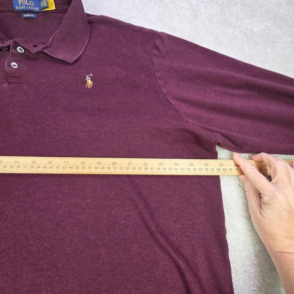 Polo Ralph‎ Lauren Men's XXL Classic Fit Long Sleeve Polo Burgundy Flesh Pony